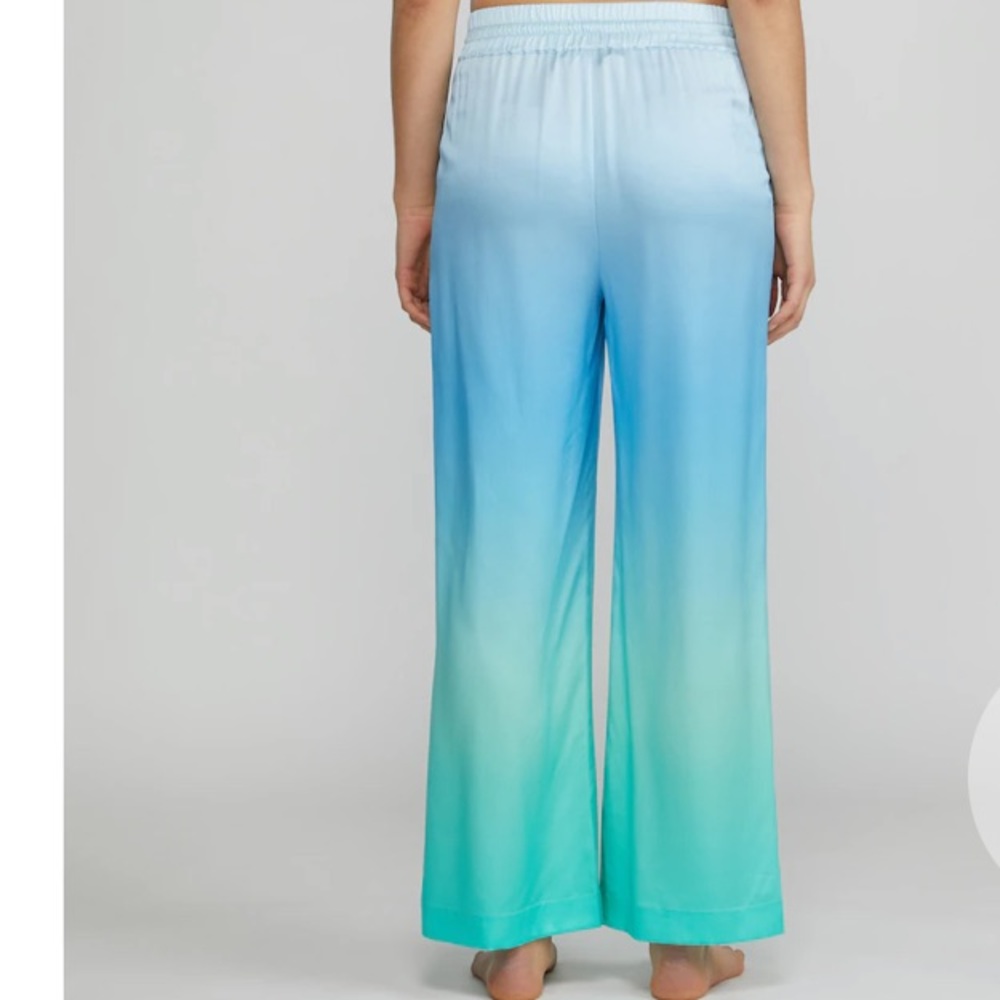 Badgley Mischka Mulberry Silk Ombré Wide Leg Pants in Blue 🆕 - Picture 2 of 4